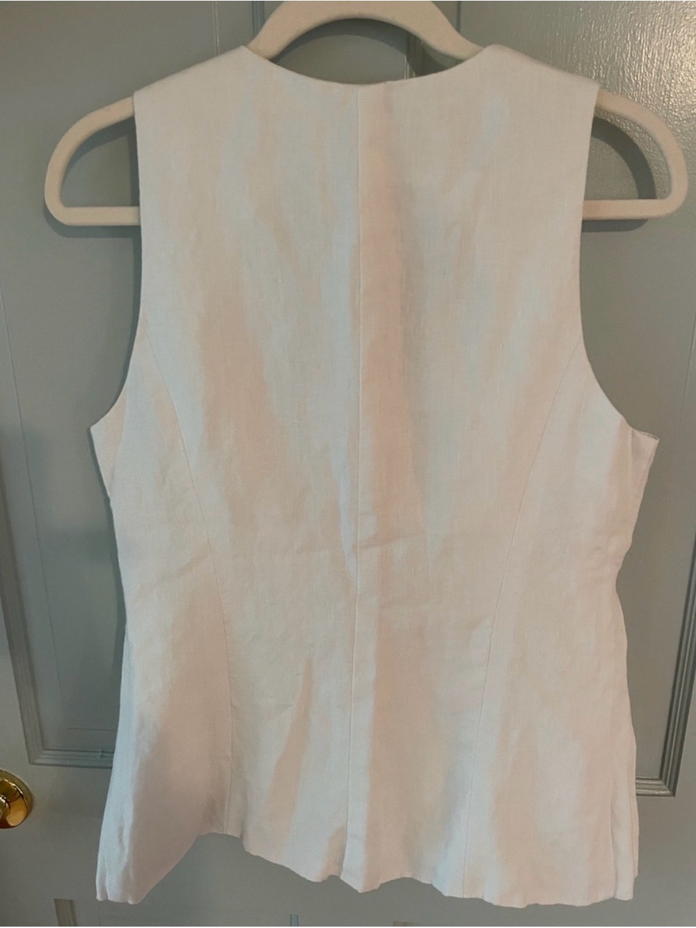 Madewell 100% Linen Scoopneck Cutaway Vest in Salt Color EUC Size 10 Wh - Picture 11 of 16